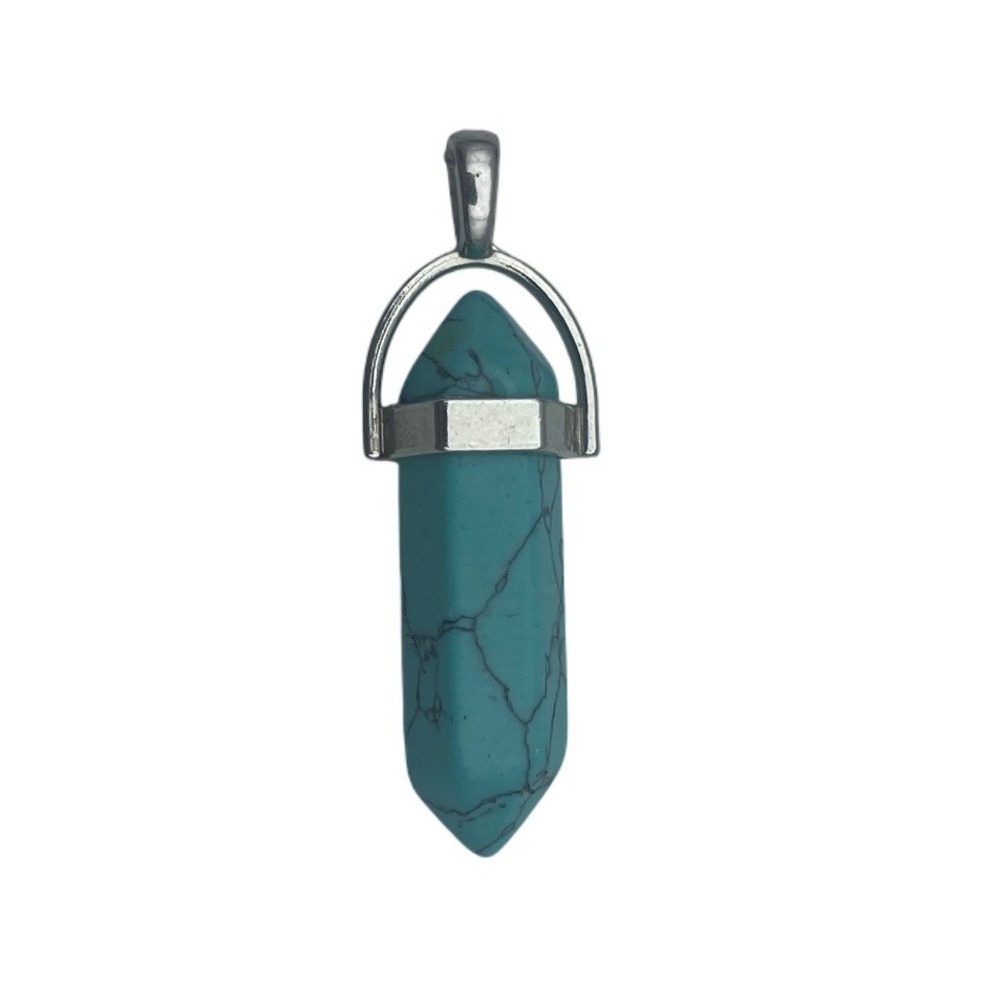 Crystal Point Pendant Stone Teal Tone Charm Jewelry‎ pendant only vintage